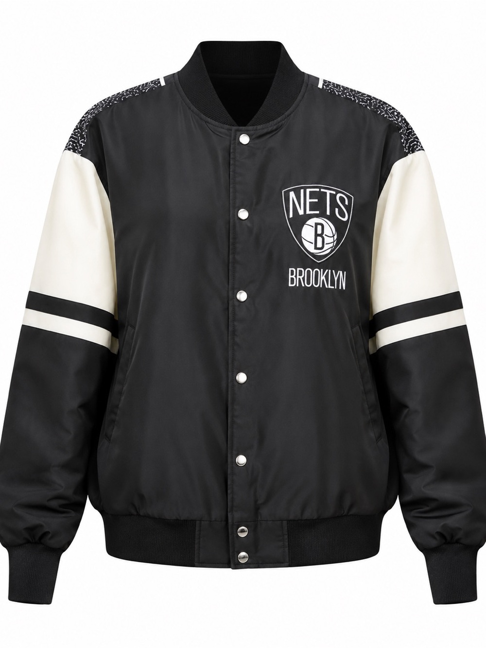 NBA Brooklyn Nets Black and White Bomber Jacket